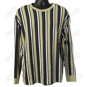 Pac Cares Men Shirt Long Sleeve Stripe Tan Gray Blue Size L